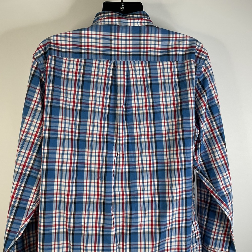 Chaps Men's XL Red Blue‎ Plaid Button Down Shirt Long Sleeve Casual 100%Cotton - Picture 12 of 15